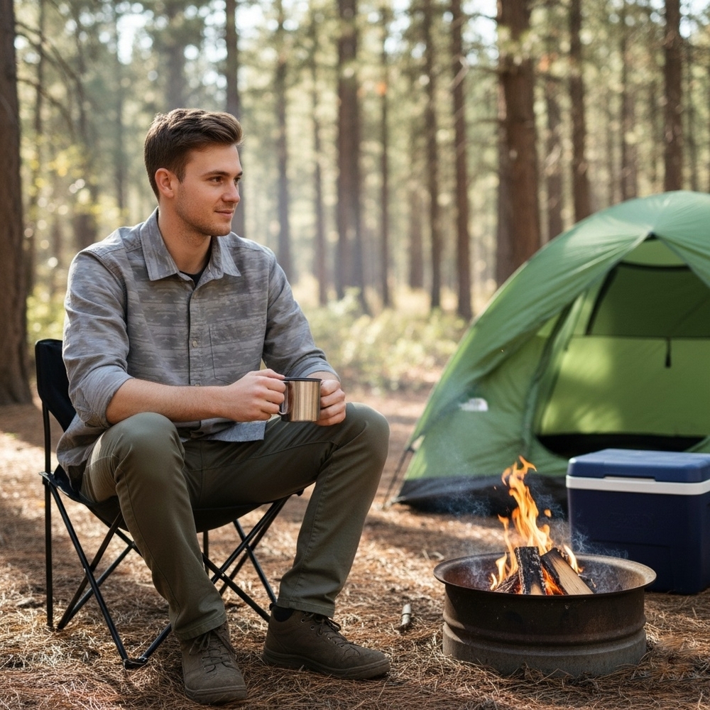 🏔️ The North Face Men's Long Sleeve Button-Down Shirt - Gray Aztec Print - Size